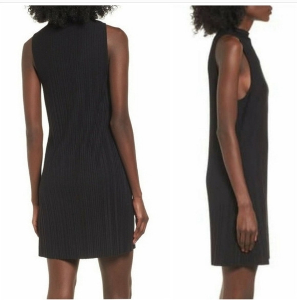 Leith Plisse Pleated Black Mini Dress Size Small - Picture 2 of 5